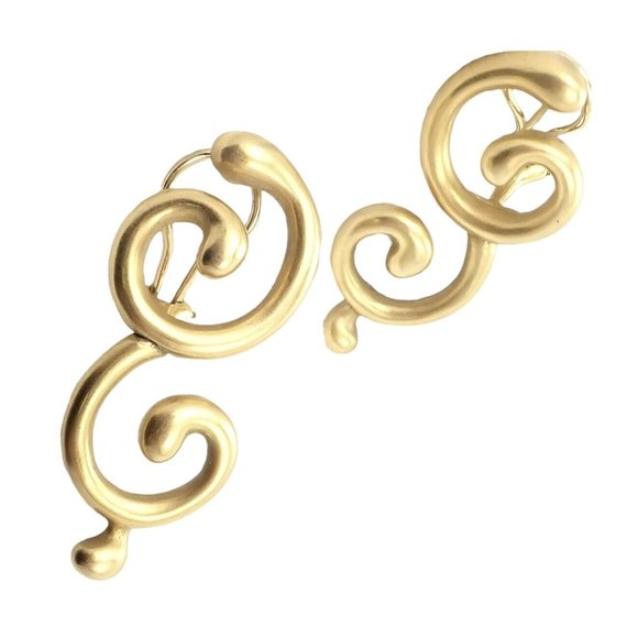 Rare! Authentic Vintage Angela Cummings 18k Yellow Gold Curl Earrings - Picture 8 of 10